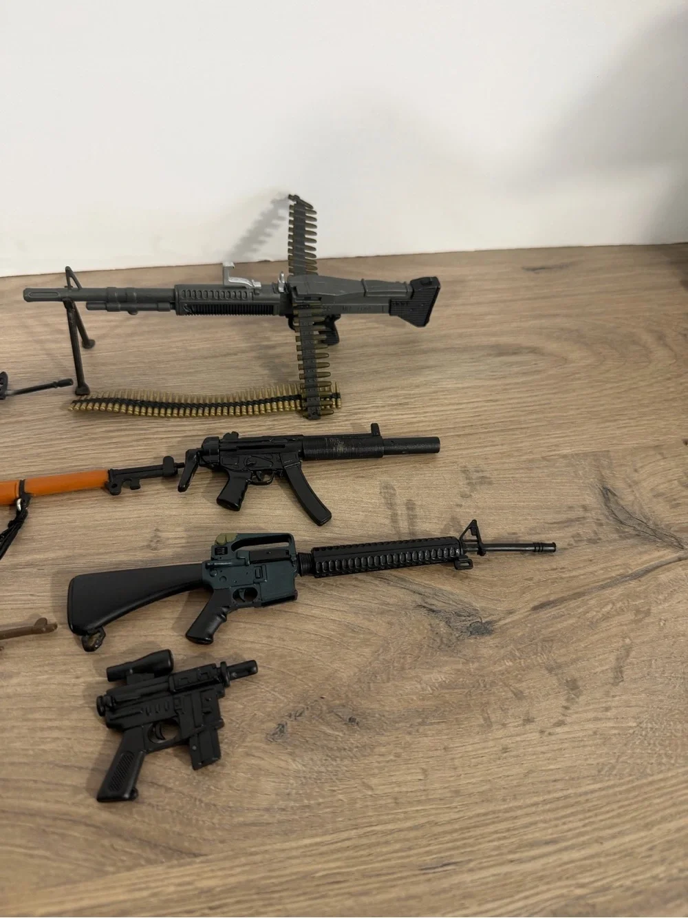 Assorted Toy Military Rifles and Accessories - Black & Brown